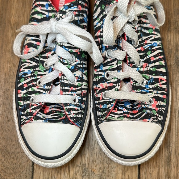 Converse Chuck Taylor Paint Splatter Glitter Zebra All Star Junior's Ox Low Top - Picture 10 of 12